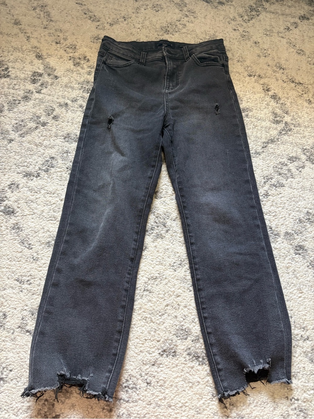 Kendall & Kylie Black Distressed Straight-Leg Jeans
